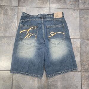 Vintage Y2K Enyce Men's 36 Denim Streetwear Embroidered Distressed Jean Shorts